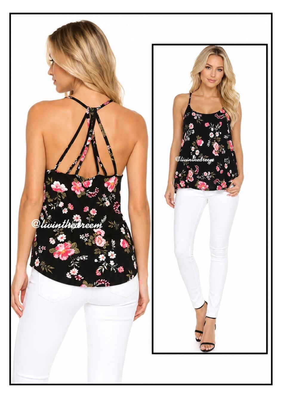 Lascana for Venus Floral Strappy Tank Top SZ M $29